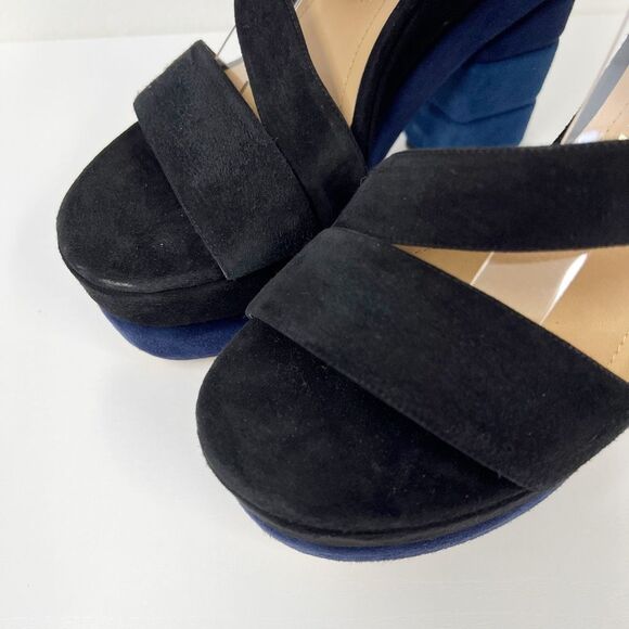 Salvatore Ferragamo Wrap Around Colorblock Suede Leather Heels 11 Mink Fur - Picture 2 of 9